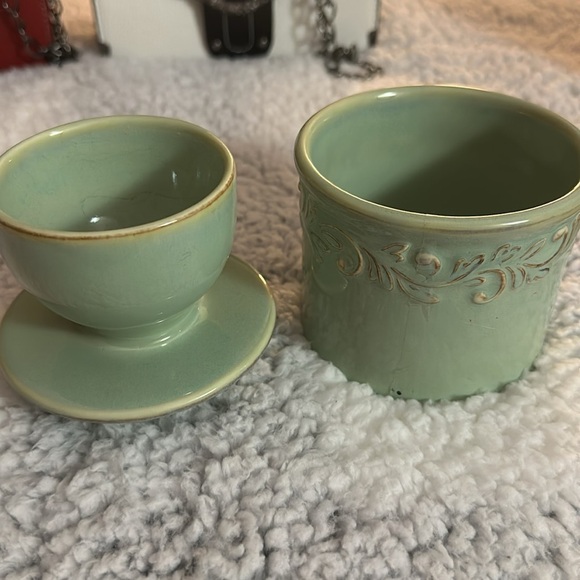 The Original Butter Bell Crock by L Tremain 2013 French Ceramic Sea Spray Green - Picture 3 of 5